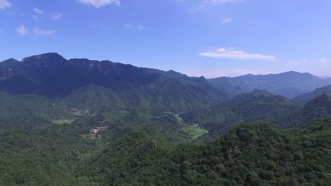 Aerial view of The Great Wall blue sky Stock Footage 77337016