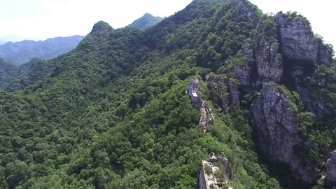 Aerial view of The Great Wall blue sky Stock Footage 77479088
