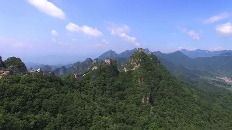 Aerial view of The Great Wall Stock Footage 77478153