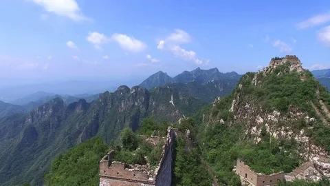 Aerial view of The Great Wall Stock Footage 77478345