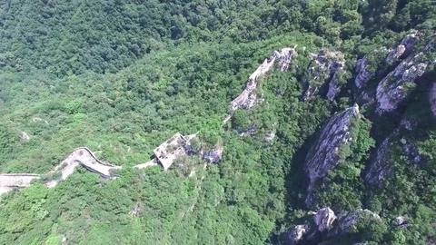 Aerial view of The Great Wall Stock Footage 77544555
