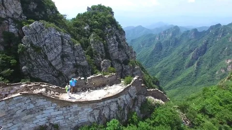 Aerial view of The Great wall Stock Footage 77544724