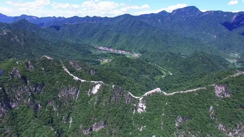Aerial view of The Great Wall Stock Footage 77545541