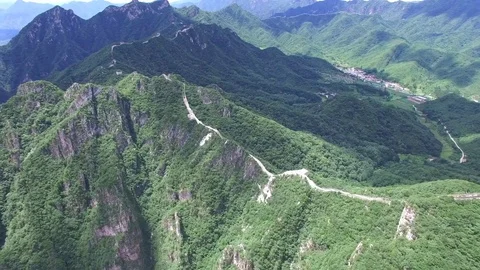 Aerial view of The Great Wall Stock Footage 77647002