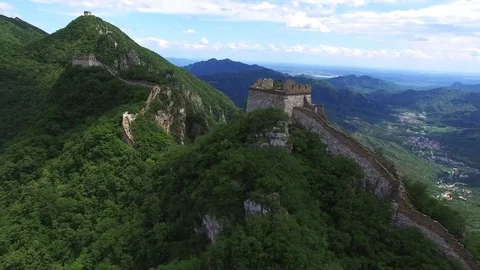 Aerial view of The Great Wall Stock Footage