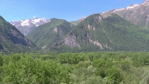Aerial View of Green and Mountainous Countryside in France Stock Footage 313768340