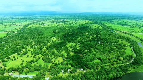 Aerial view, Green farm fields near the mountains, Rural in Thailand 動画素材 129836558