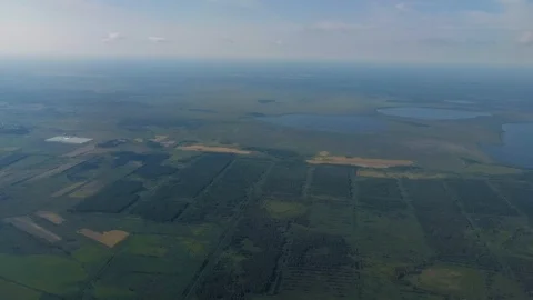Aerial view of green fields and meadows Stock Footage 94540169
