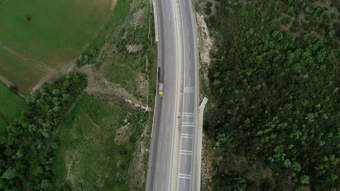 Aerial view of green fields and roads Video stock 102189743