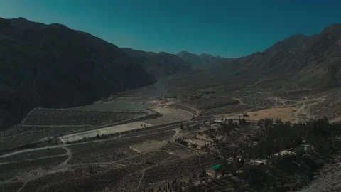 Aerial view of green fields and mountains in Quetta Pakistan Stock Footage 219860126