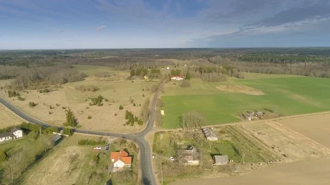 Aerial view of the green fields in Lasna Estonia Stock Footage 90774768