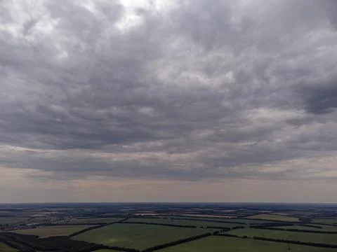 Aerial View of Green Fields Patterns Stock Photos