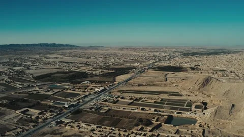 Aerial view of green fields  in Quetta Pakistan Stock Footage 219861113