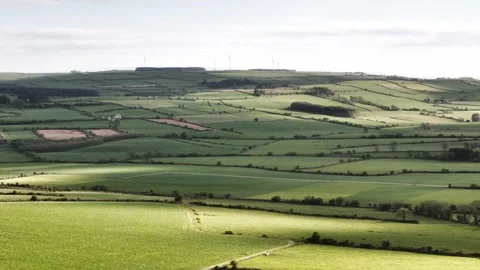 Aerial view of green patchwork fields in West Cork, Ireland Stock Footage 317506722