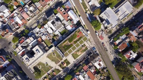 Aerial View of a Green Rooftop in Buenos Aires, Argentina. 스톡 동영상 98366609