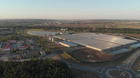 Aerial view of the greenhouse complex Stock Footage 91326087