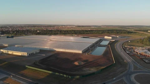 Aerial view of the greenhouse complex Stock Footage 91326885