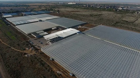 Aerial view of greenhouses with vegetables Stock Footage