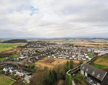 Aerial View of Greenock Waterfront with Charming Houses and Lush Landscapes Stock Photos