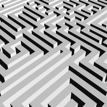 Aerial view of grey 3D maze labyrinth. Vector illustration Stock Illustration