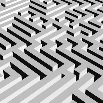 Aerial view of grey 3D maze labyrinth. Vector illustration Stock Illustration