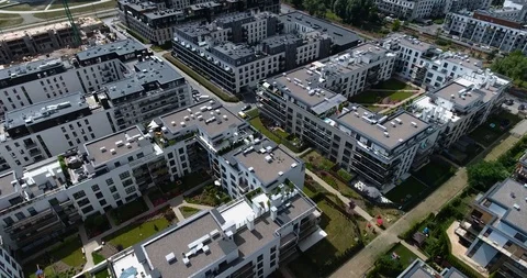Aerial View Of A Grid Of Apartment Complex Stock Footage 91494872