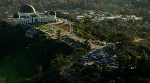 Aerial view of Griffith Observatory Los Angeles Stock Footage 64784565