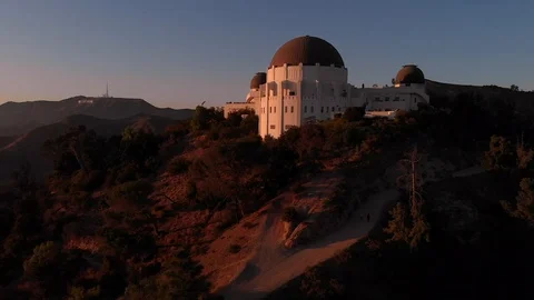 Aerial View Of Griffith Observatory Los Angeles At Sunset Stock Footage 127804844