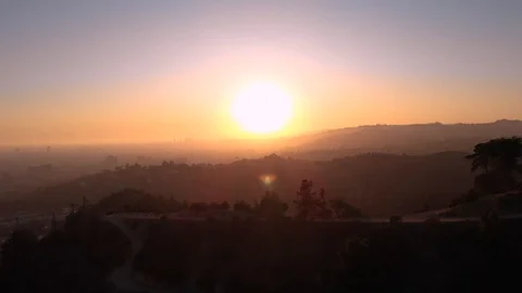 Aerial View Of Griffith Observatory Los Angeles At Sunset Stock Footage 127804990