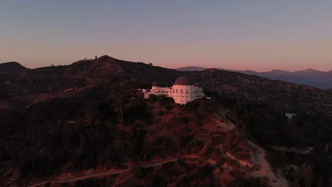 Aerial View Of Griffith Observatory Los Angeles At Sunset Stock Footage 127805028