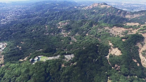 Aerial view of Griffith Observatory in Los Angeles. California. United States Video stock 306643844