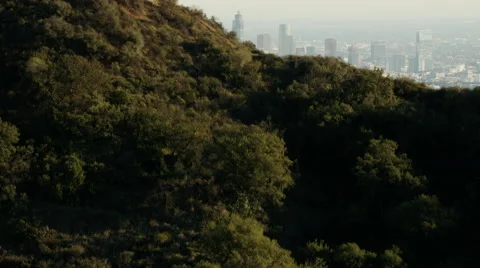 Aerial view of Griffith Observatory overlooking Los Angeles USA Stock Footage 64785530