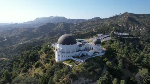 Aerial View of Griffith Observatory Overlooking Los Angeles, California Stock Footage 324104684