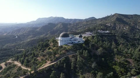 Aerial View of Griffith Observatory Overlooking Los Angeles, California Stock Footage 324105297