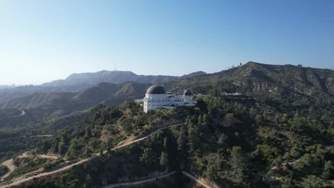 Aerial View of Griffith Observatory Overlooking Los Angeles, California Stock Footage 324107040