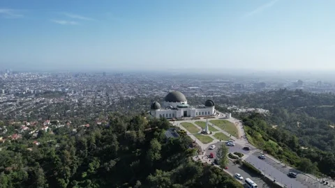 Aerial View of Griffith Observatory Overlooking Los Angeles, California Stock Footage 324107551