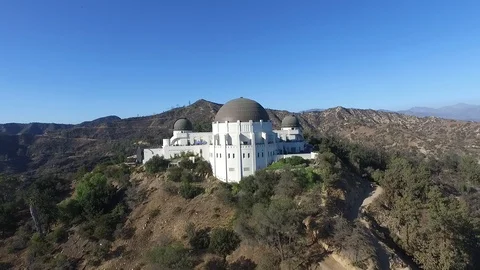 Aerial View of Griffith Park Observatory Los Angeles California 07 Stock Footage 94133357