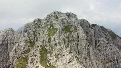 Aerial view of the Grignetta mountain peak, Valsassina, Lecco, Italy Stock Footage 132563374