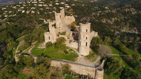 Aerial view of Grimaud Stock Footage 88347602