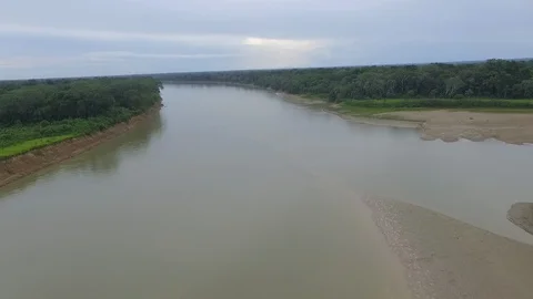 Aerial view Guaviare river, amazon forest, Colombia.(6) Stock Footage 113851183