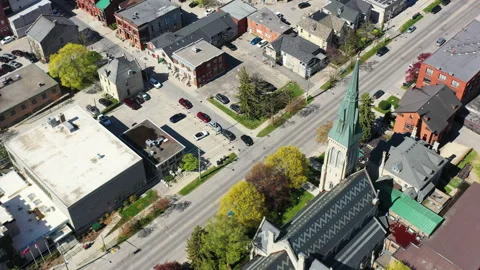 Central Downtown Area, Guelph, Ontario, Canada, Chrome Aerial View