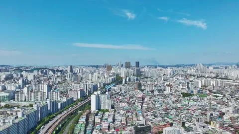 Aerial View of Guro Digital Complex and Urban Business District in Seoul Stock Footage 346517215