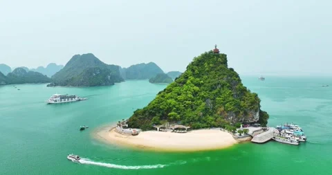 Aerial view of Ha Long Bay, Vietnam Stock Footage 296855563