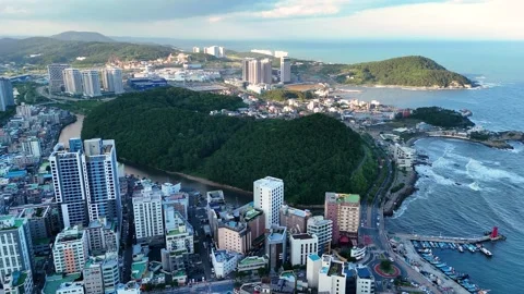 Aerial view of haeundae coastal city in busan south korea Stockbeeldmateriaal 337332353