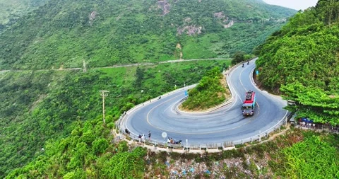 Aerial view of Hai Van Pass Stock Footage 297660212