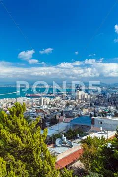 Aerial View of Haifa city Stock Photos
