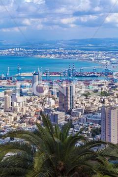 Aerial View of Haifa city Stock Photos