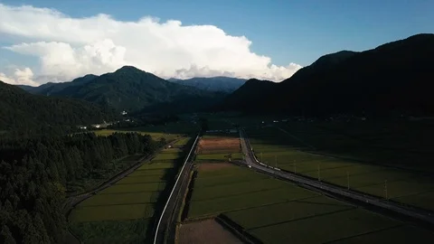 The aerial view of Hakusan in Japan. Видео 113809752