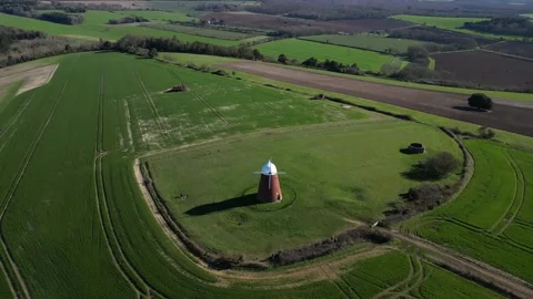 Aerial view of Halnaker windmill on Halnaker Hill West Sussex Video stock 238760229