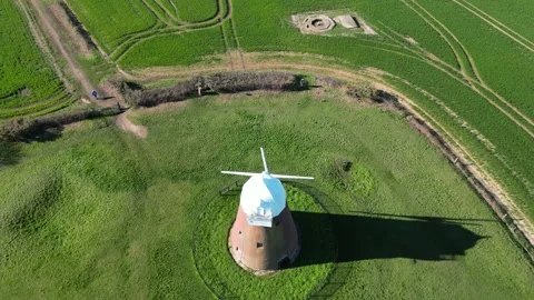 Aerial view of Halnaker windmill on Halnaker Hill West Sussex Stock Footage 238760526